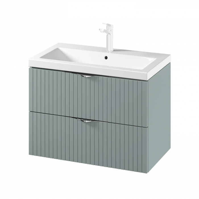 Set dulap baie suspendat 2 sertare si lavoar inclus 80 cm, dulap baie suspendat si dulap baie tip coloana, culoare fiord mat, MDF,Cersanit Tirso [3]