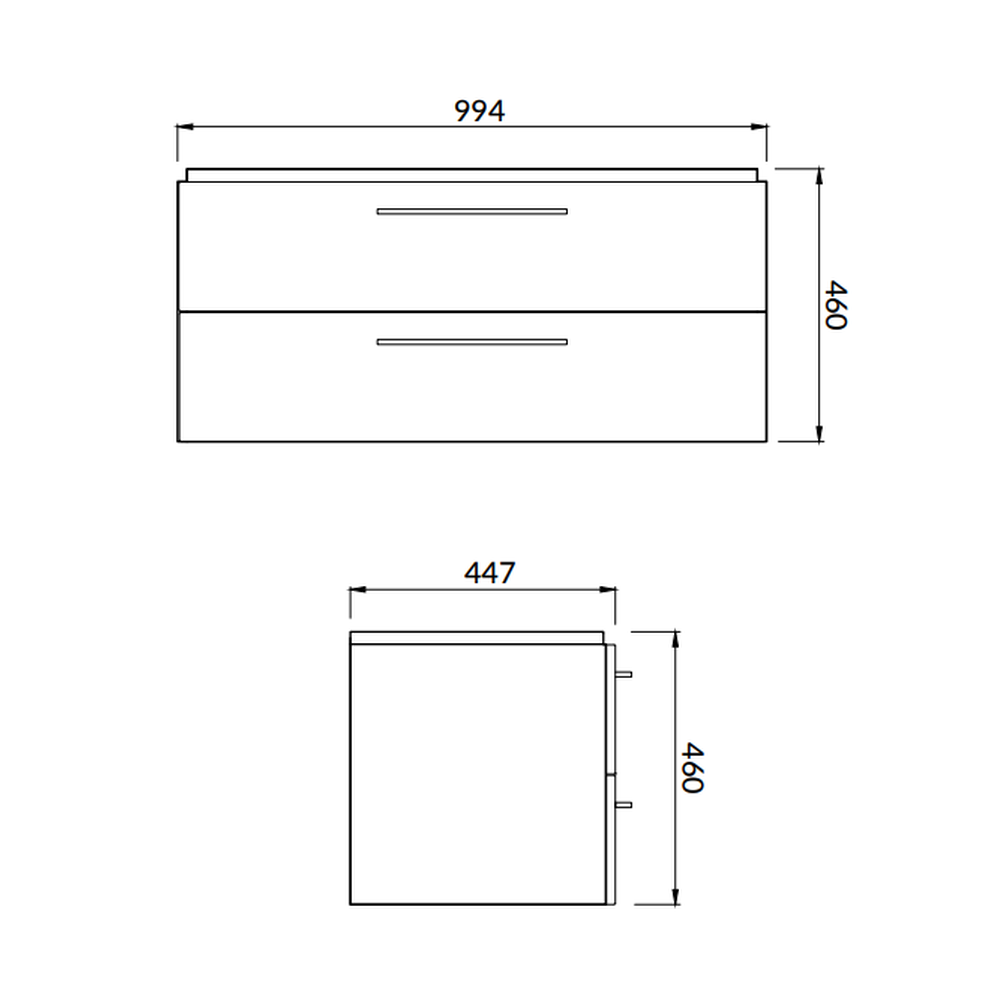 Set dulap baie suspendat Lara 2 sertare cu lavoar Cersanit Mille, 100 cm, alb [2]