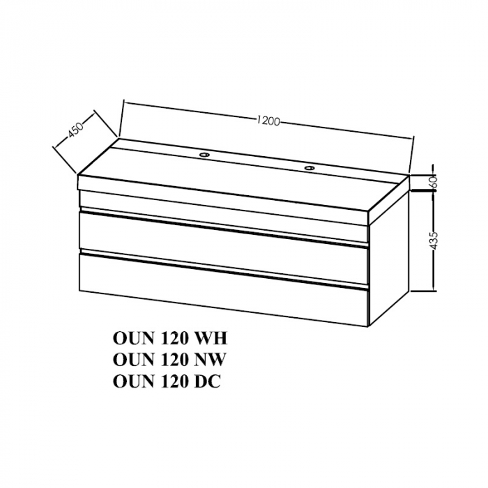Set dulap baie cu lavoar inclus, 2 sertare glisante, KolpaSan Naomi 120 cm, alb [2]