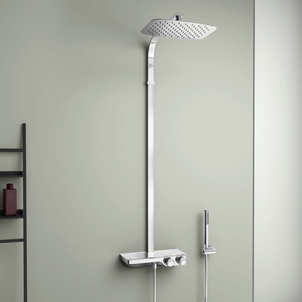 Coloana de dus cu baterie termostatata si etajera Ideal Ceratherm S200 crom lucios [2]