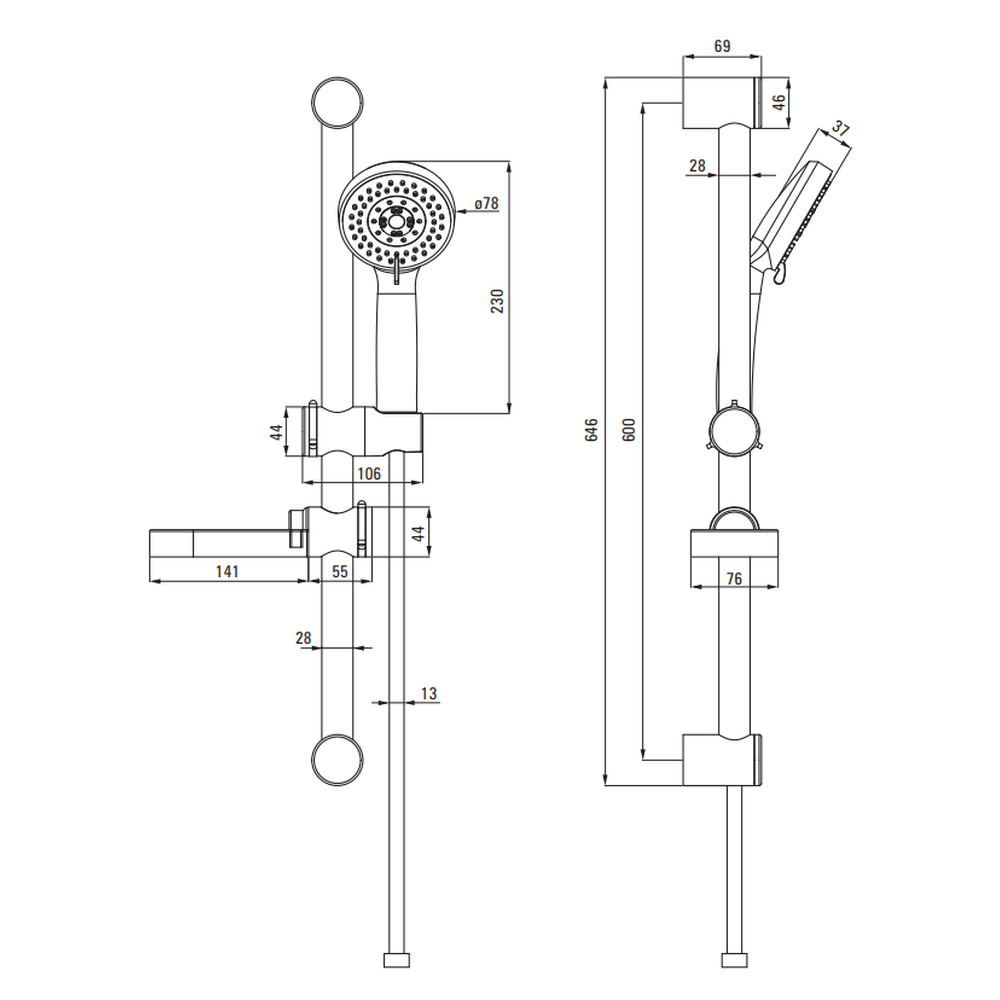 Set dus crom cu bara, para dus cu 3 functii si furtun Deante Neo [2]
