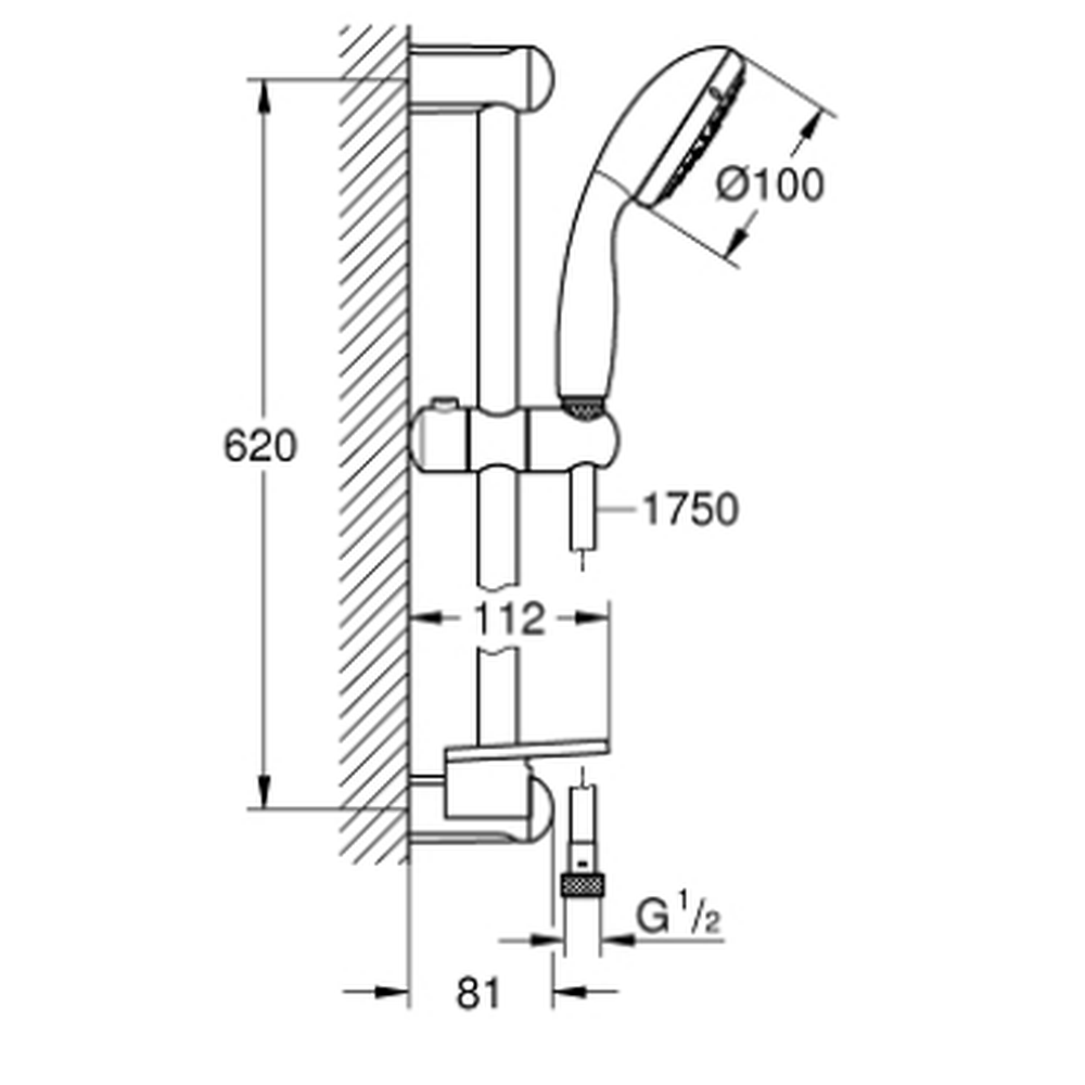 Set dus crom cu bara, para dus, furtun si savoniera Grohe Tempesta New 100 [2]