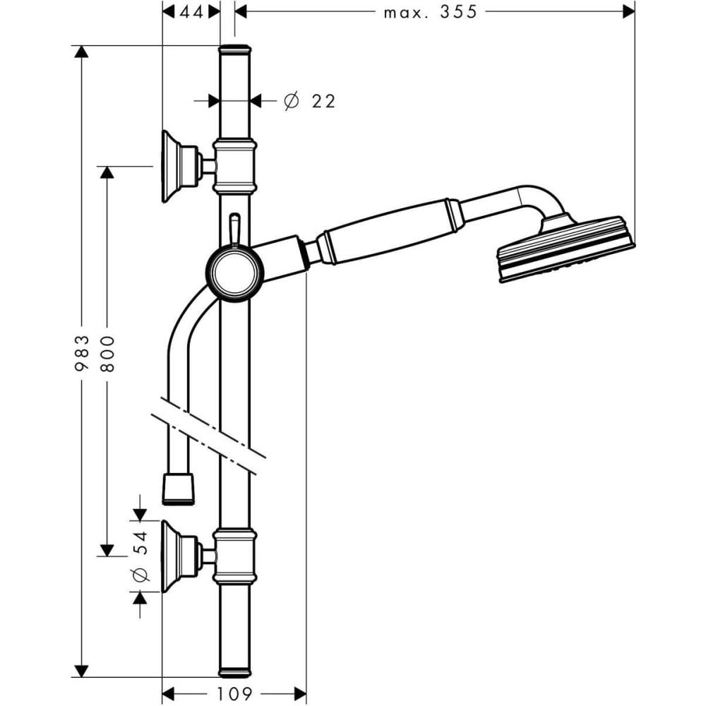 Set dus bronz periat cu bara, para dus si furtun Hansgrohe Axor Montreux [2]