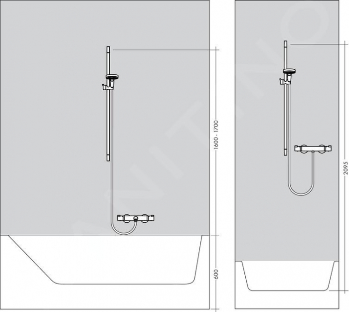 Set dus cu bara 95 cm si baterie dus inclusa crom Hansgrohe, Crometta [3]