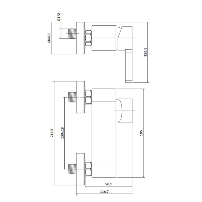 Set dus cu bara, furtun si para dus cu 6 functii Deante Boro si baterie dus Cersanit Luvio [5]