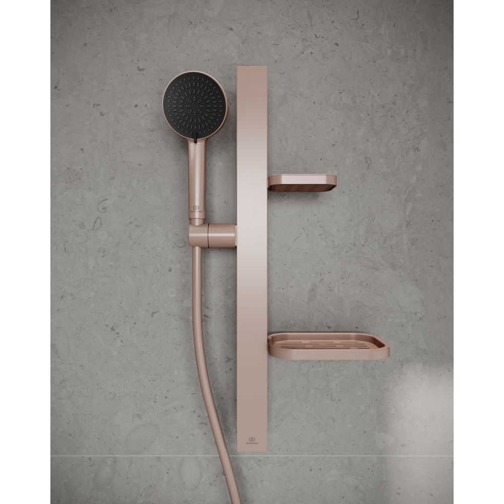 Set de dus Ideal Standard Alu+ cu bara 60 cm, para dus 2 functii si furtun, rose mat [2]