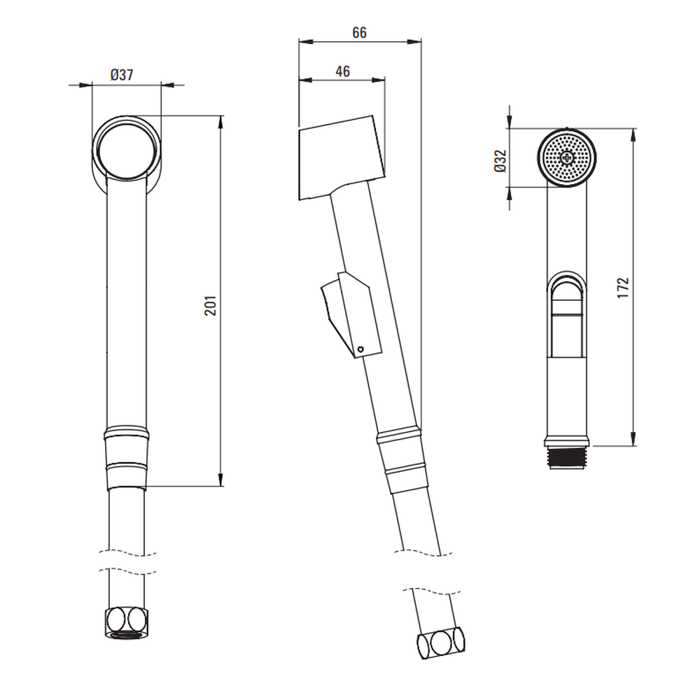 Set dus igienic Deante Bidetta cu suport fix, 150 cm, crom lucios [6]
