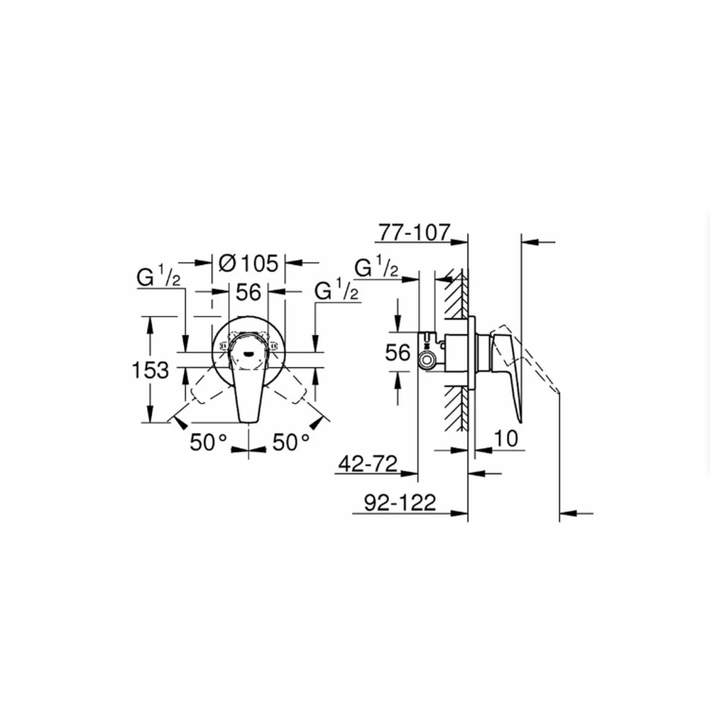 Set dus igienic incastrat culoare crom Grohe Trigger Spray [6]
