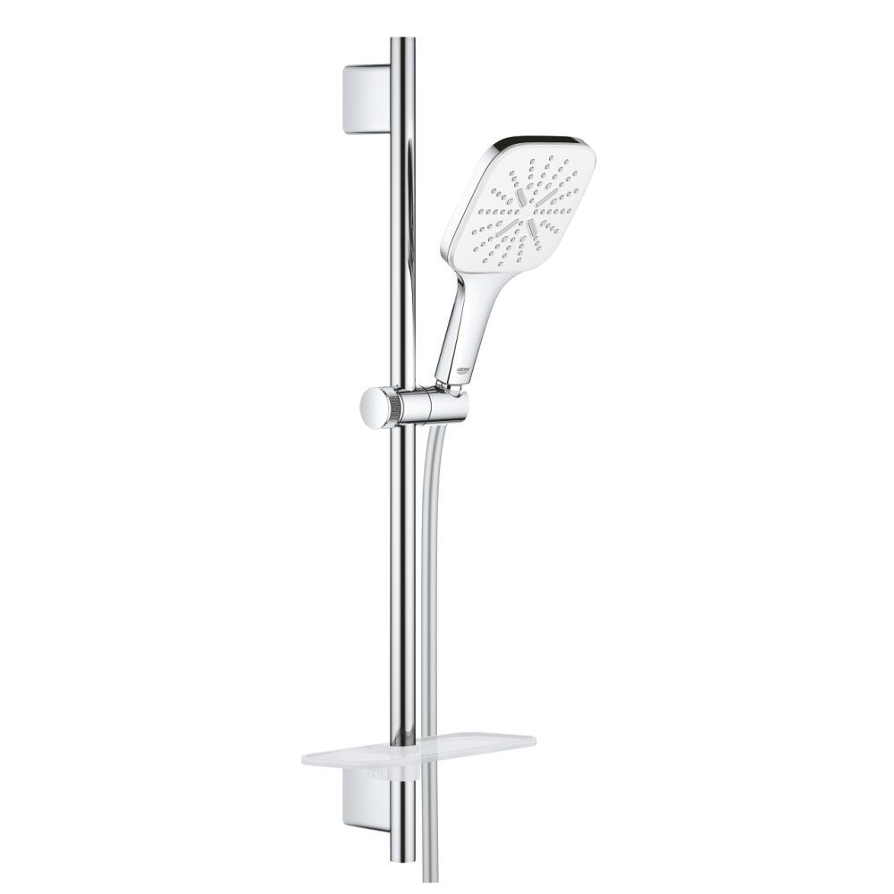 Set dus crom cu bara, para dus patrata si furtun Grohe Rainshower Smartactive 130