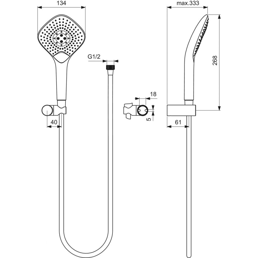 Set de dus Ideal Standard IdealRain EvoJet Diamond cu para dus 3 functii, furtun si agatatoare, crom lucios [3]
