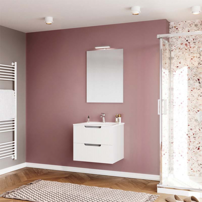Set mobilier alb riflat cu lavoar inclus, Malta 60 cm [3]