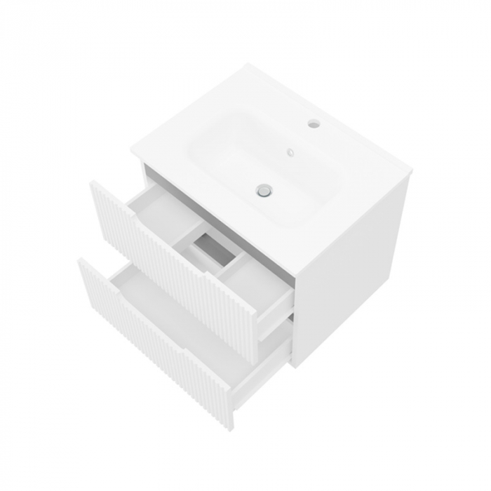 Set mobilier alb riflat cu lavoar inclus, Malta 60 cm [2]