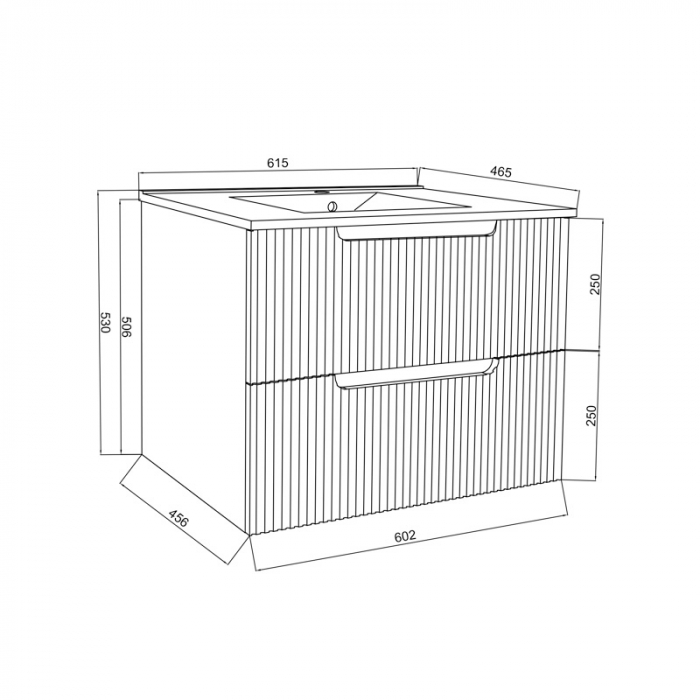 Set mobilier alb riflat cu lavoar inclus, Malta 60 cm [4]