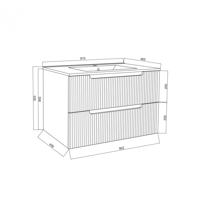 Set mobilier alb riflat cu lavoar inclus, Malta 80 cm, Resigilat [4]