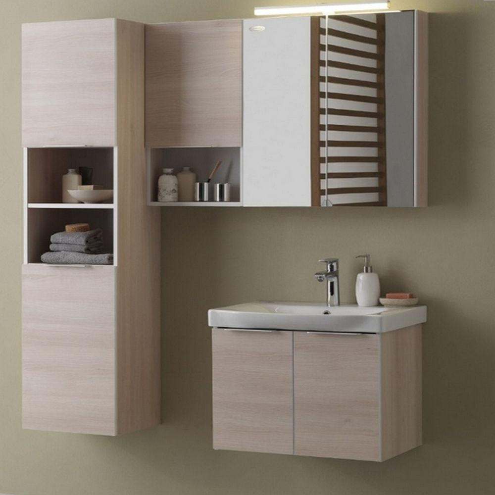 Set dulap baie cu lavoar inclus  KolpaSan Lana, 65 cm, lemn deschis [2]