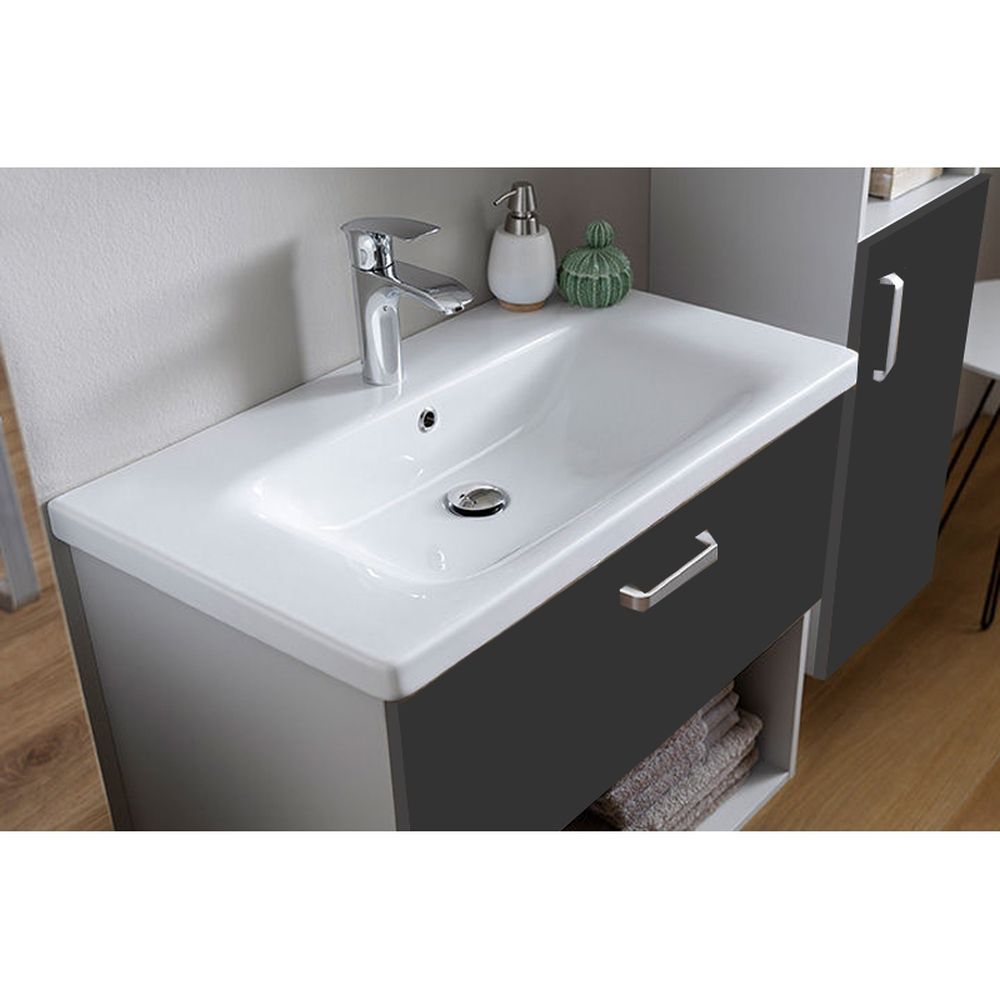 Set dulap baie cu lavoar inclus Kolpasan Evelin II, 65 cm, gri inchis [2]
