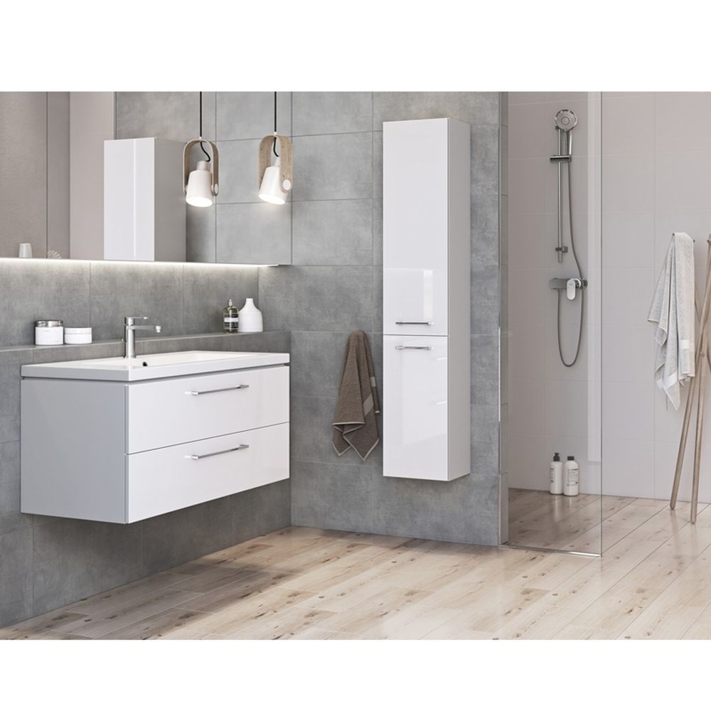 Set dulap baie cu lavoar incastrat Cersanit Lara, 80 cm, alb [2]