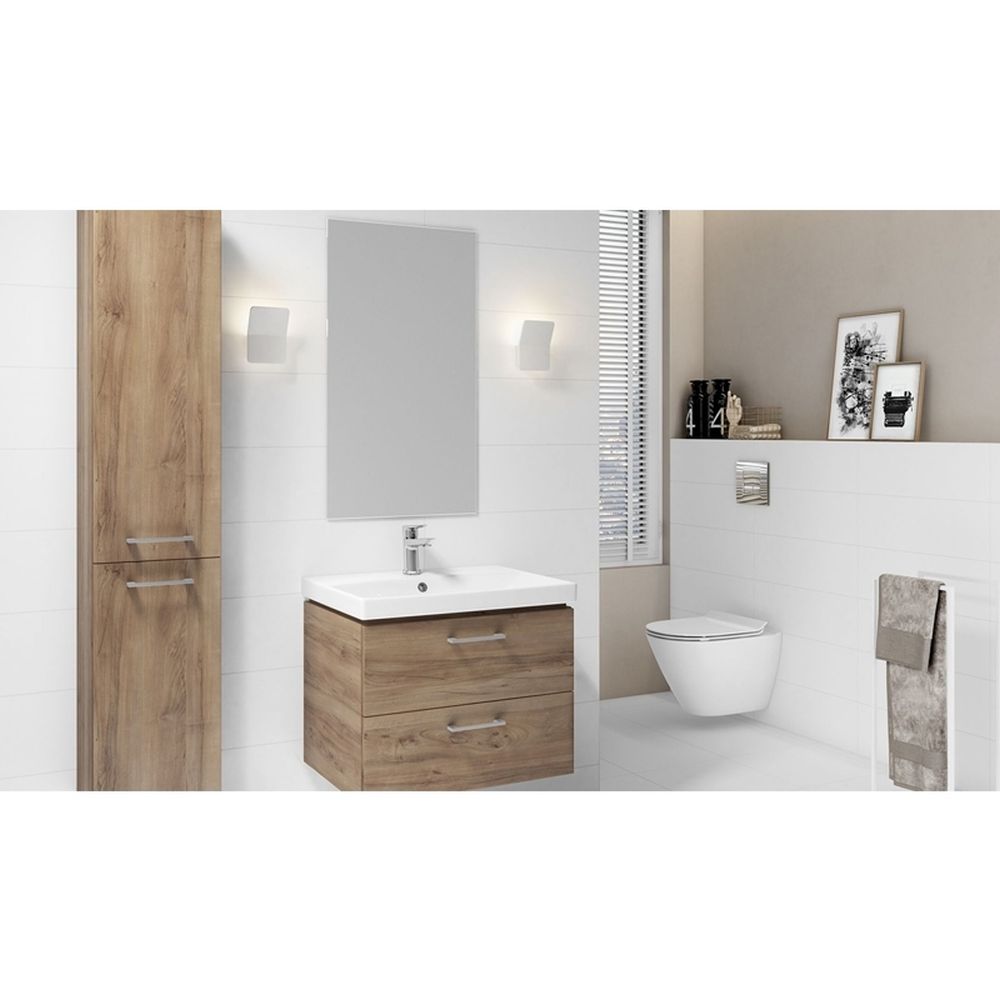Set dulap baie cu lavoar incastrat Cersanit Lara, 80 cm, nuc [3]