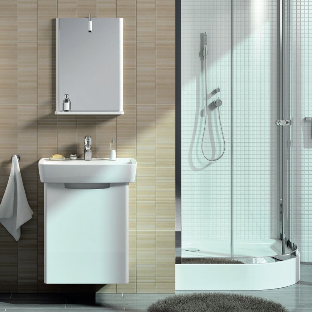 Set mobilier baie cu lavoar inclus alb, 50 cm, Kolo Geberit Group, Rekord [4]