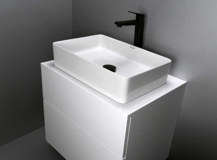Set mobilier baie suspendat 60 cm cu blat inclus, alb lucios, Deante Prizma [3]