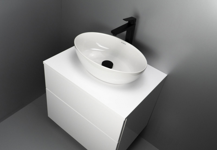 Set mobilier baie suspendat 60 cm cu blat inclus, alb lucios, Deante Prizma [2]