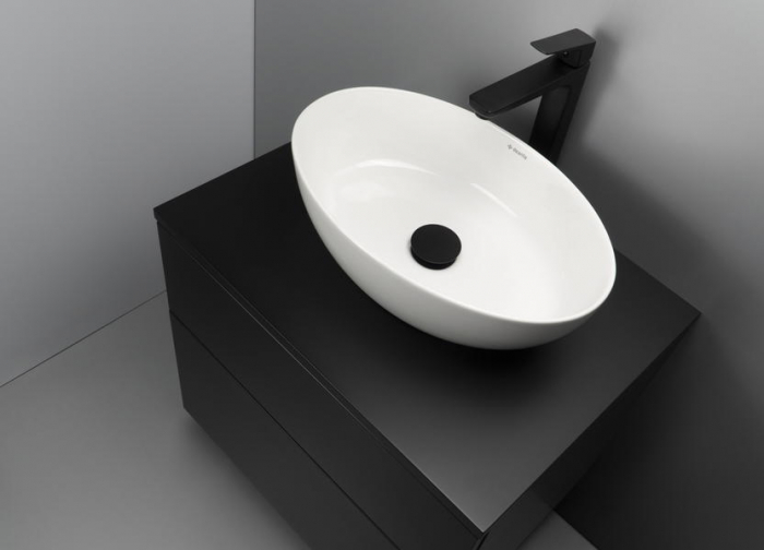 Set mobilier baie suspendat 60 cm cu blat inclus, negru mat, Deante Prizma [2]