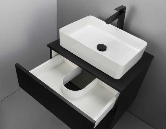 Set mobilier baie suspendat 60 cm cu blat inclus, negru mat, Deante Prizma [3]