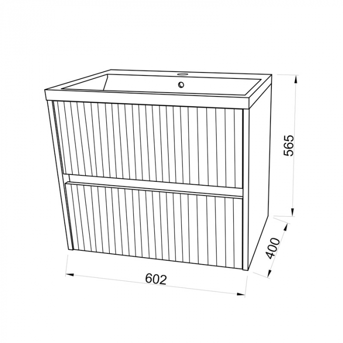 Set mobilier supendat cu lavoar din compozit, 60 cm, stejar [4]