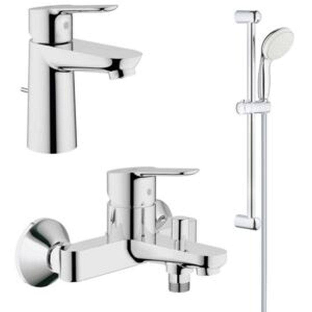 Set baterie lavoar, baterie cada si set de dus, crom lucios, Grohe BauEdge