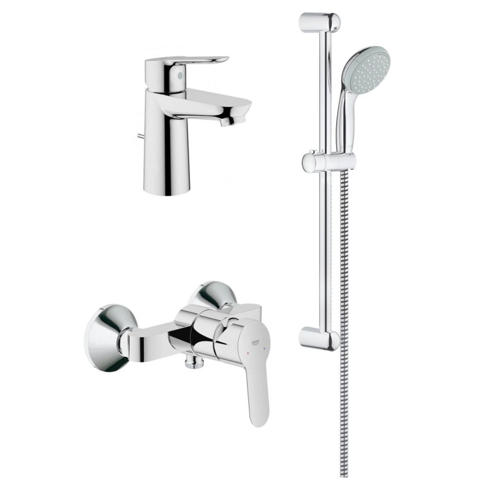 Set baterie lavoar, baterie dus si set de dus, crom lucios, Grohe BauEdge