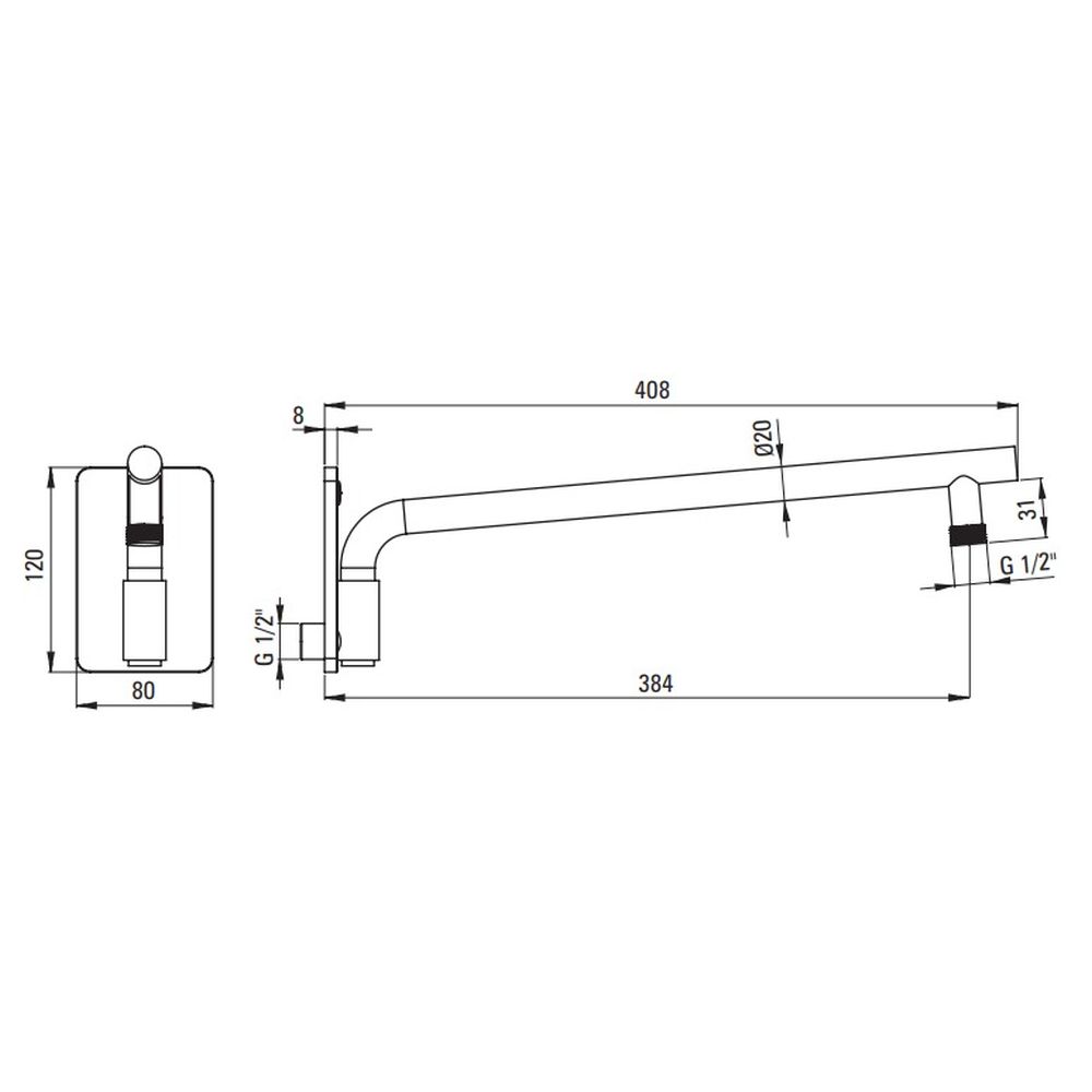 Set paravan dus walk-in 120x195 cm, rigola si set de dus incastrat negru Temisto [5]