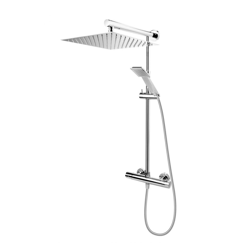 Set paravan dus walk-in 90x195 cm, rigola si coloana de dus cu baterie termostatata crom Anima [3]