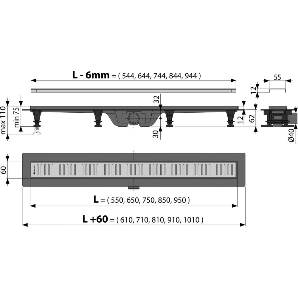Set paravan dus walk-in 90x200 cm, rigola si coloana de dus crom Arnika [4]