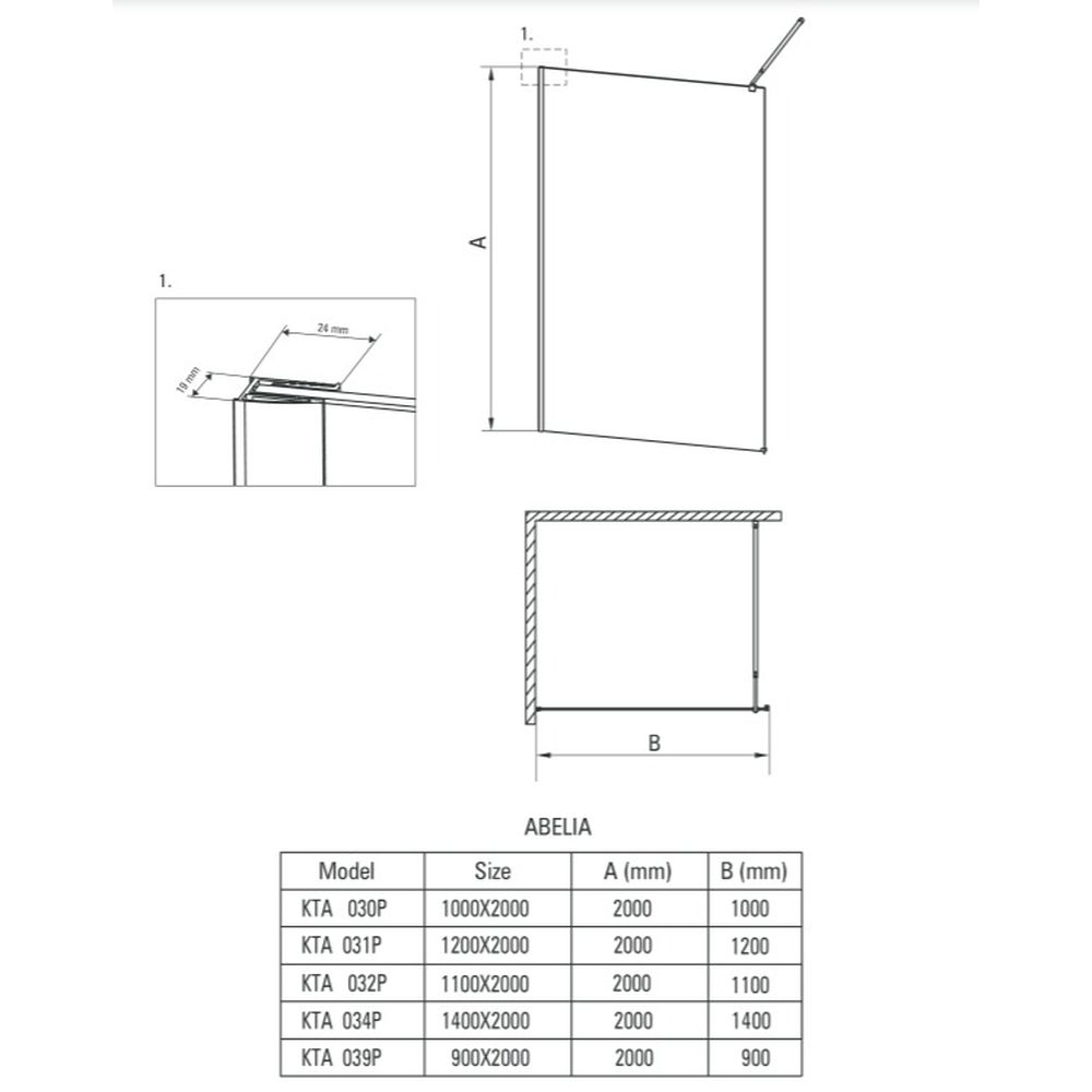 Set paravan dus walk-in 90x200 cm, rigola si coloana de dus crom Arnika [2]