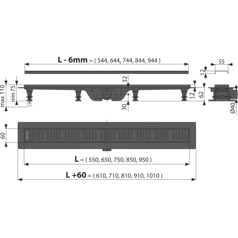 Set paravan dus walk-in 90x200 cm, rigola si set de dus incastrat auriu Alpinia [4]