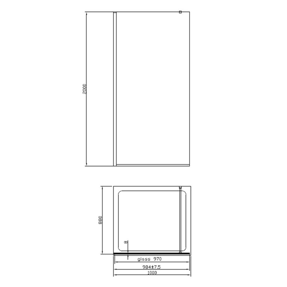 Set paravan dus walk-in 90x200 cm, rigola si set de dus incastrat auriu Alpinia [2]