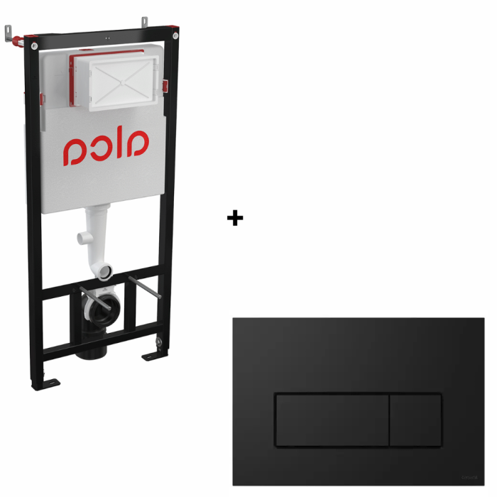 Set rezervor incastrat Alcaplast, cu clapeta de actioanre negru mat Cersanit Opti B1 [1]