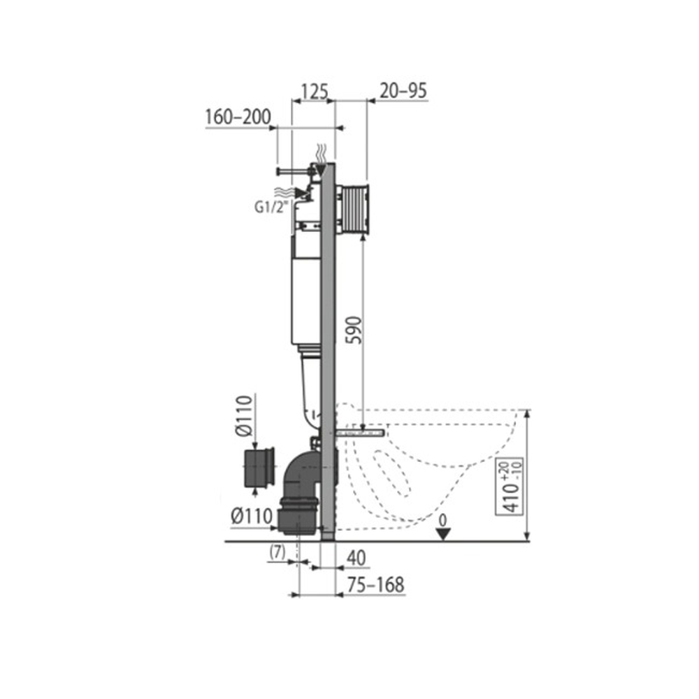 Set rezervor wc incastrat cu set fixare si clapeta alb lucios Alcadrain [3]