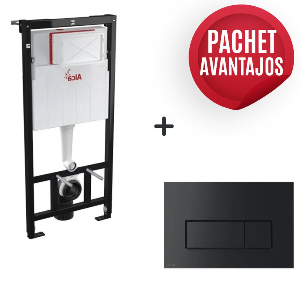Set rezervor wc incastrat cu set fixare si clapeta negru mat Alcaplast 578 [6]