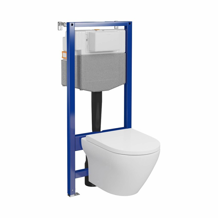Set rezervor wc incastrat cu vas Wc oval si capac duroplast, Cersanit Larga