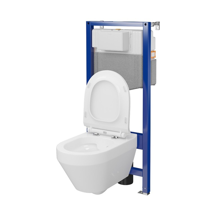 Set rezervor wc incastrat cu vas Wc oval si capac duroplast, Cersanit Crea CleanOn [2]