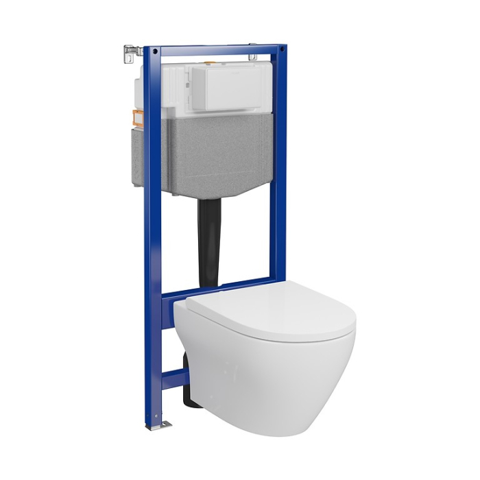 Set rezervor wc incastrat cu vas Wc oval si capac duroplast, Cersanit Larga Pro [3]