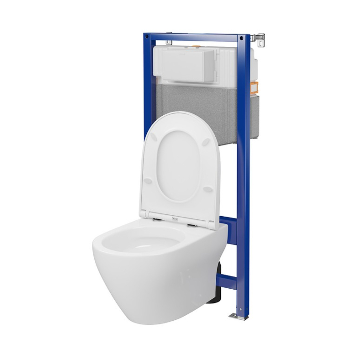 Set rezervor wc incastrat cu vas Wc oval si capac duroplast, Cersanit Larga Pro [2]