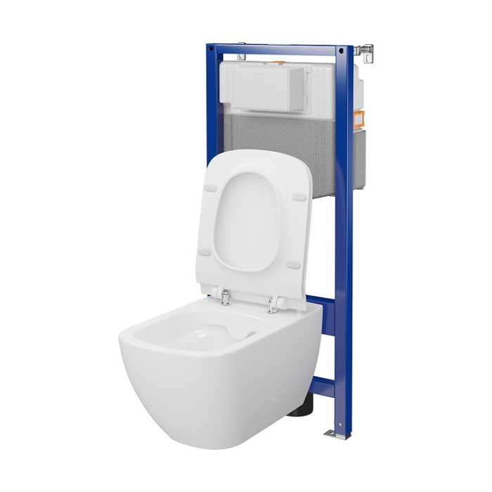 Set rezervor wc incastrat cu vas Wc oval si capac slim duroplast, Cersanit Virgo