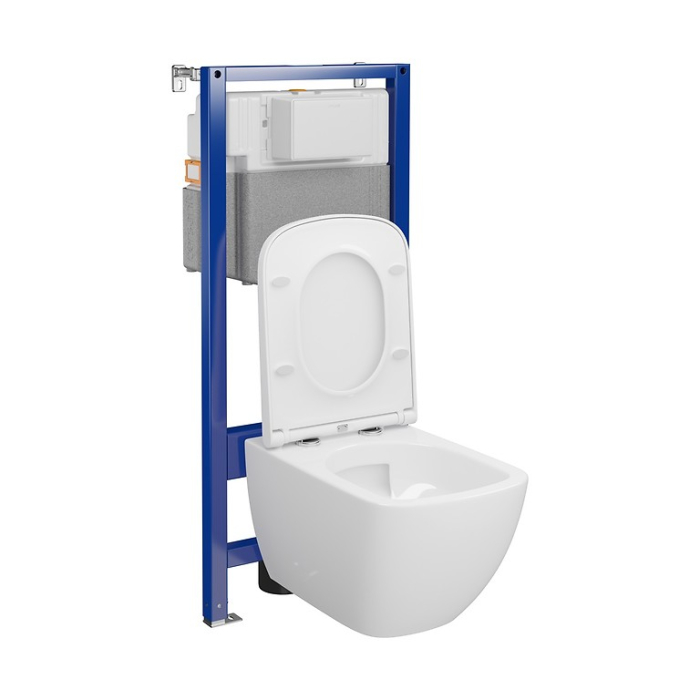 Set rezervor wc incastrat cu vas Wc patrat  si capac duroplast alb, Cersanit Zen [3]