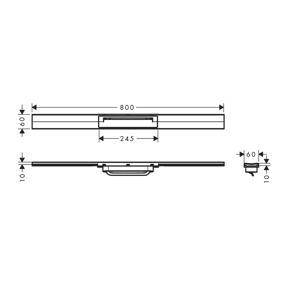 Set rigola liniara de dus cu gratar din inox 800 mm, negru mat, corp de baza pentru instalare inclus, Hansgrohe RainDrain Flex [4]