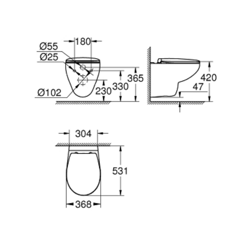 Vas wc suspendat rimless cu capac soft close Grohe Bau Ceramic [4]