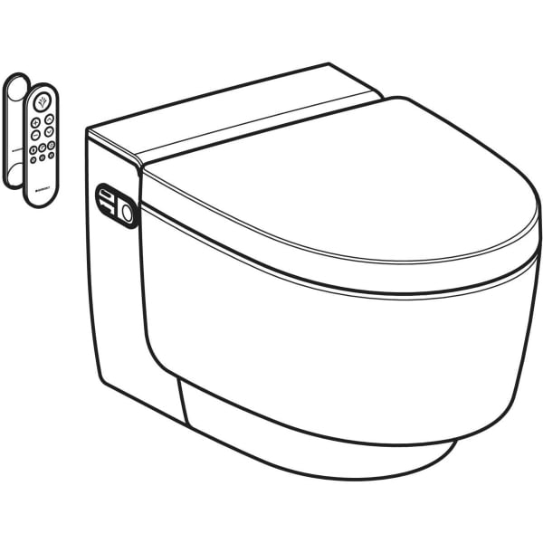 Set vas wc cu functie de bideu rimless suspendat cu capac soft close, ornament crom, Geberit AquaClean Mera Comfort [13]
