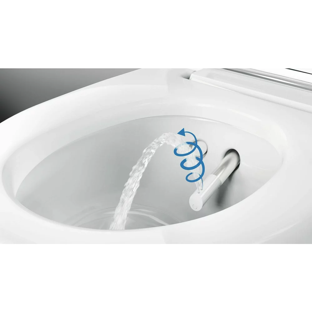 Set vas wc cu functie de bideu rimless suspendat cu capac soft close, ornament crom, Geberit AquaClean Mera Comfort [8]