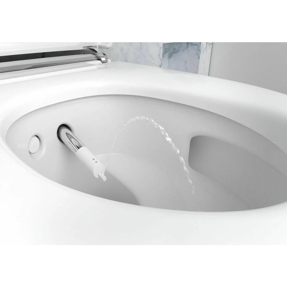 Set vas wc cu functie de bideu rimless suspendat cu capac soft close, ornament crom, Geberit AquaClean Mera Comfort [10]